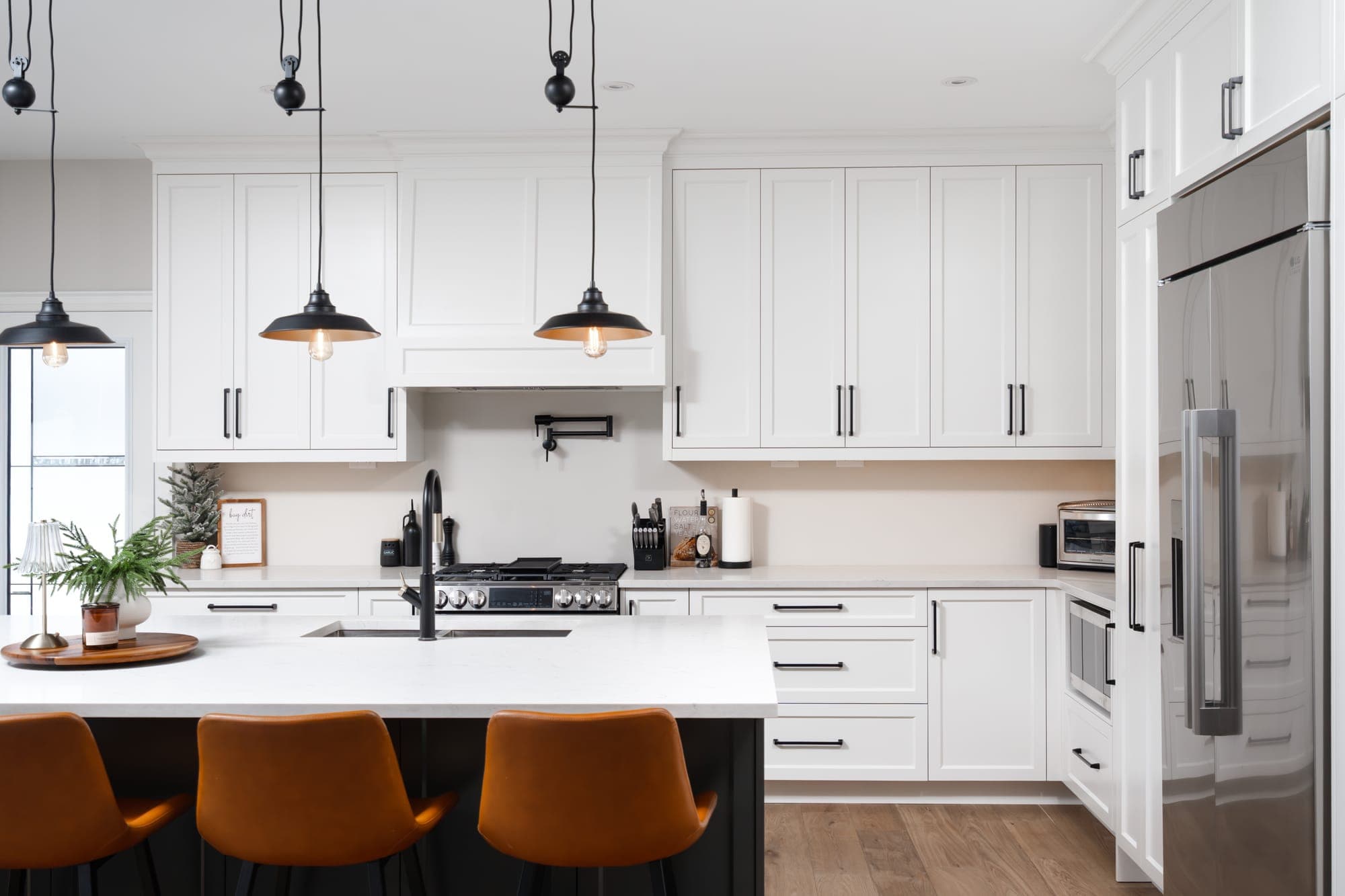 White Shaker, Black Accents - custom kitchen project by Kas Kitchens